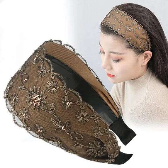 Only Moment Thin Headbands for Women Headband with Teeth Lace Non-Slip Zig Zag Headbands, Adjustable Teeth Comb Hair Hoop, Daily Use, Yoga, Spa, Parties, Resin Cotton Blend Coffee,One Size