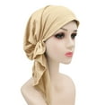 thumbnail image 1 of Only Moment Turban Hats for Women African Women Turban Caps Polyester,Spandex Chemo Head Wraps, Cancer Headwear, Twisted India Hats, Assorted Colors Khaki,One Size, 1 of 6