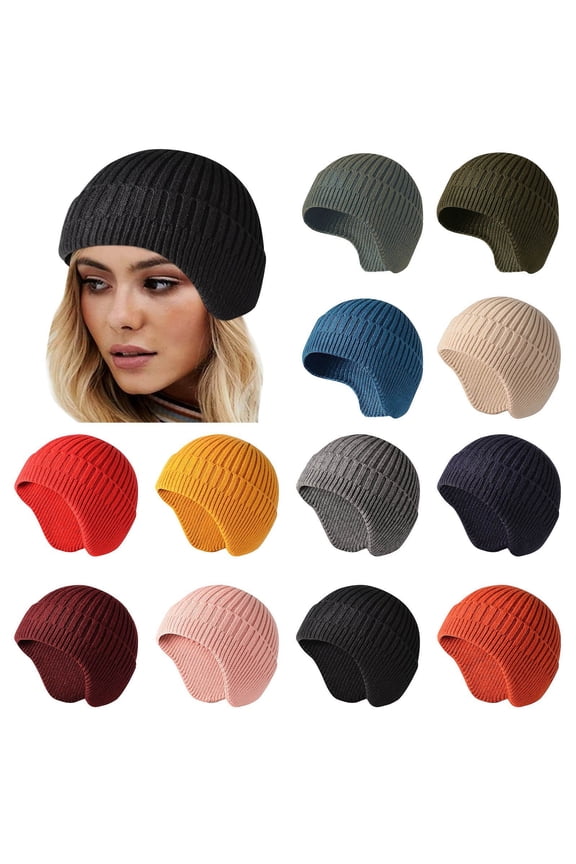 Unisex Snow Thermal Stocking Caps Army Green Acrylic Thick Fleece Lined Knit Winter Hat for Men & Women Warm Watch Cap for Cold Weather One Size
