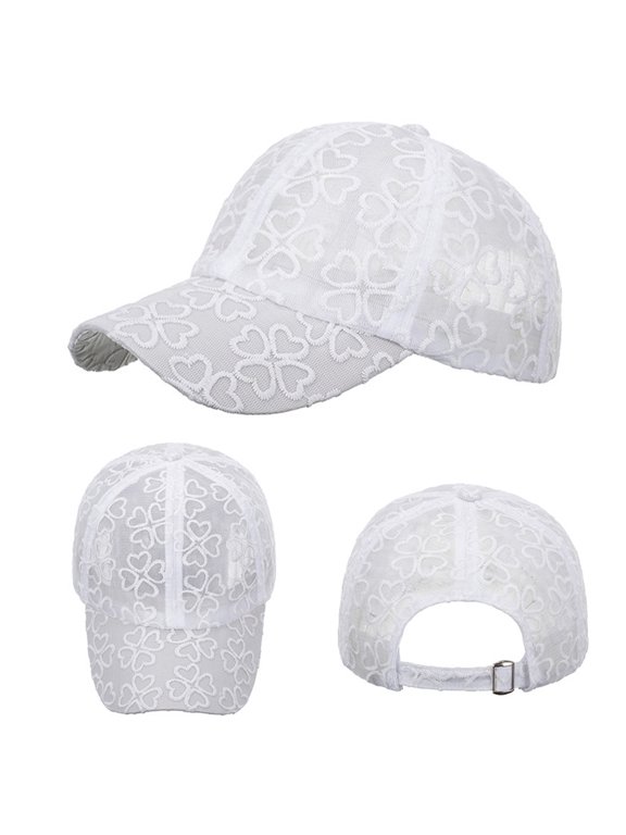 White Cut-Out Brim Baseball Cap Baseball Cap for Men Women Polyester Adjustable Low Profile Unisex Ball Cap, Vintage Hat for Daily Use One Size