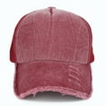 thumbnail image 1 of Only Moment Wine Mesh Back Hat Structured Baseball Hats for Men Women Cotton Blend Unisex Silk Lining Washed Cotton Adjustable Vintage Dad Hat One Size, 1 of 3