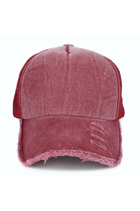 Wine Mesh Back Hat Structured Baseball Hats for Men Women Cotton Blend Unisex Silk Lining Washed Cotton Adjustable Vintage Dad Hat One Size