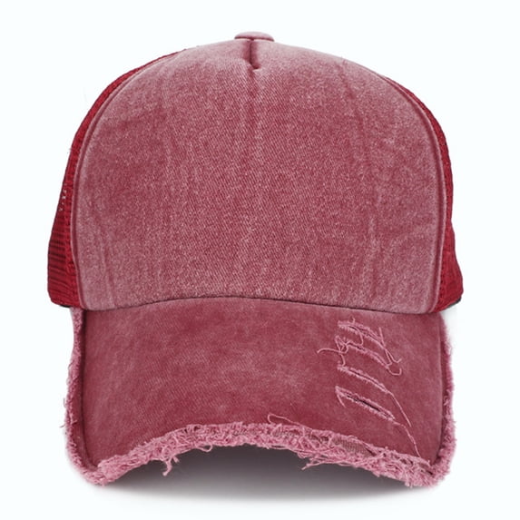 Only Moment Wine Mesh Back Hat Structured Baseball Hats for Men Women Cotton Blend Unisex Silk Lining Washed Cotton Adjustable Vintage Dad Hat One Size