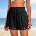 thumbnail image 1 of Only Moment Women's Casual Elastic Waist Lounge Shorts Polyester Dressy Casual Elastic High Waisted,Comfy Lightweight Airy,Summer Shorts for Beach,Travel & Vacation Womens Golf Shorts Black,M, 1 of 6