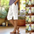 thumbnail image 1 of Only Moment Women's Drawstring Sweat Shorts Linen Graphic Printed Shorts Summer Casual Elastic High Waisted Wide Leg Cute Dressy 2026 Vacation Beach Clothes Linen Shorts for Women Purple,S, 1 of 6