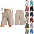 thumbnail image 1 of Only Moment Women's Summer Sweat Shorts Bamboo Nodes Cotton Summer Casual High Waist Drawstring Comfy Dressy Lounge Beach Vacation Shorts with Pockets Shorts for Women Blue,S, 1 of 7