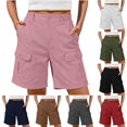 thumbnail image 1 of Only Moment Women's Summer Sweat Shorts Polyester-Cotton Blend with Pockets High Waisted Stretch Long Bermuda Shorts for Summer Dressy Casual Athletic Shorts for Women Black,S, 1 of 9