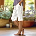 thumbnail image 1 of Only Moment Womens Drawstring Shorts Autumn Fragrant Linen Floral Printed Shorts Comfy Drawstring Shorts for Casual Lounge Sport Athletic with Pockets Hiking Shorts Wowomen White,3XL, 1 of 6