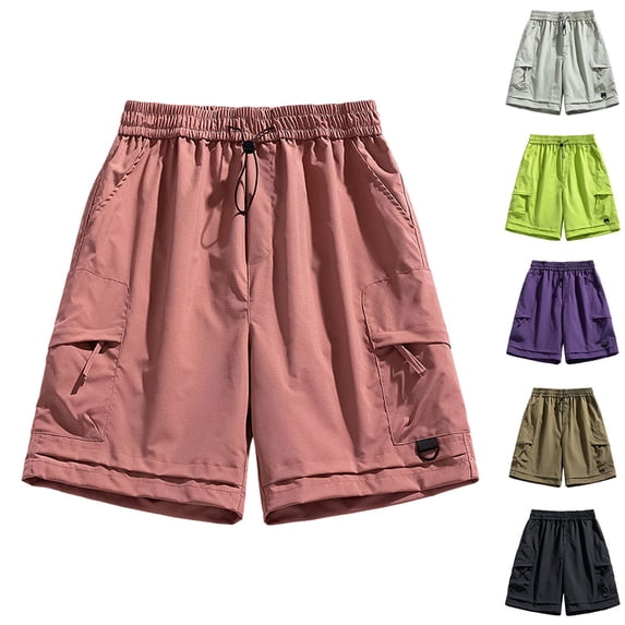 Only Moment Womens Drawstring Shorts Chemical Fiber Blends Hiking Cargo Bermuda Shorts Lightweight Knee Length Capris for Summer Travel Fishing Swim Shorts Women Purple,M