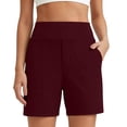 thumbnail image 1 of Only Moment Womens Drawstring Shorts Polyester,Spandex Ankle Pants Athletic Sweatpants Dress Business Slacks with 4 Pockets Yoga Shorts for Wowomen Wine,2XL, 1 of 8