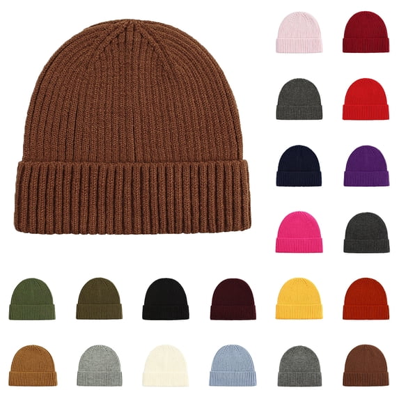 Only Moment Wool Fleece Lined Beanie Winter Hats for Men Women Black Polyester Furry Beanie with Pom Pom Winter Warm Knitted Hat Bear Costume Accessories One Size