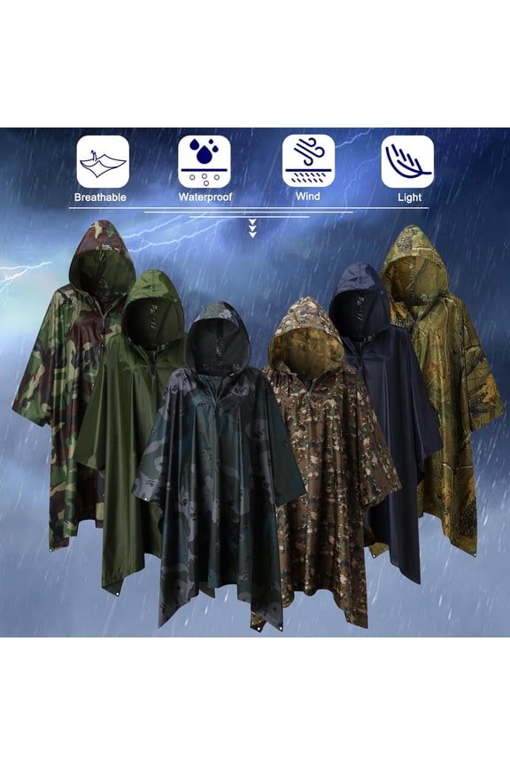 Yellow Fashion Hooded Rain Poncho Waterproof Raincoat Jacket Polyester Lightweight Rain Jacket Hooded Windbreaker with Pockets for Outdoor One Size