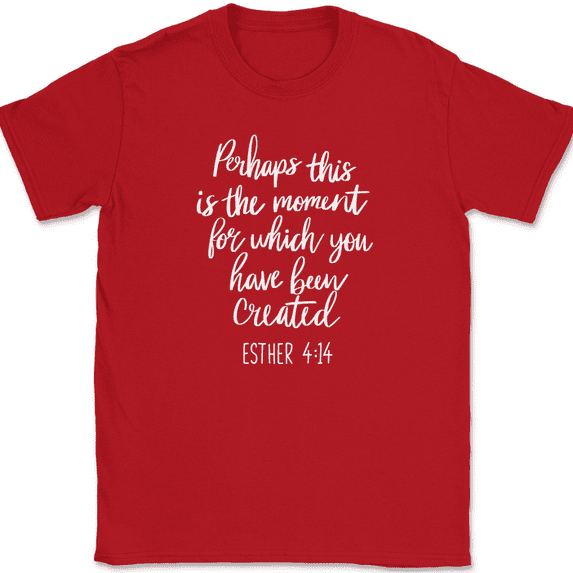 Moment You Have Been Created Esther 4 14 T-Shirt Christian Jesus God Tee - Red, L