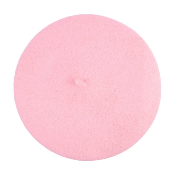 Only Moment All season hat Traditional French Painter Beret, Thickened Wool Knitted Beanie, Solid Color Warm Retro Cap for Adult All-Day Wear Hot Pink,M
