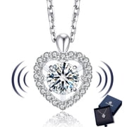 MomentWish 1 Carat Moissanite Heart Pendant Necklace for Women 18K White Gold Plated over Copper Christmas Birthday Anniversary Jewelry Gift