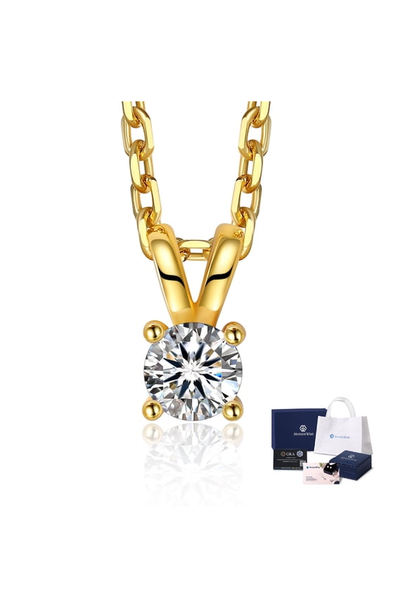 0.5 Carat Round Cut Lab Grown Diamond Solitaire Pendant Necklace 14K Gold Plated for Women