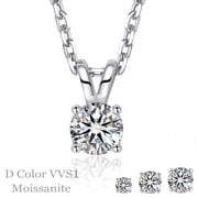 MomentWish 0.5 Carat Round Cut Moissanite Solitaire Pendant Necklace 925 Sterling Silver Christmas Anniversaries Jewelry Gift for Women