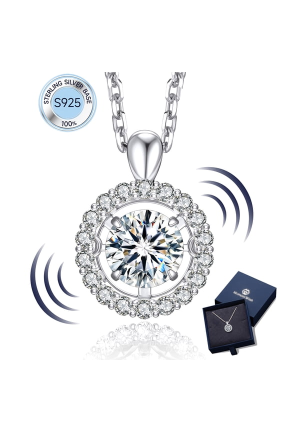Dancing Simulated Diamond Necklaces Sterling Silver for Women Sparkling Gift for Anniversary Birthday Valentines Mother's Day
