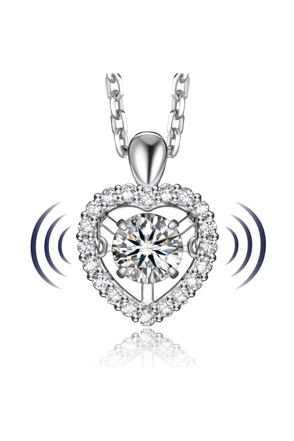 0.5Carat Moissanite Heart Pendant Necklace for Women Sterling Silver Necklace for Anniversary Mother's Day Valentines