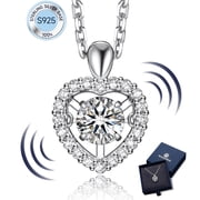 MomentWish 0.5Carat Moissanite Heart Pendant Necklace for Women Sterling Silver Necklace for Anniversary Mothers Day Valentines