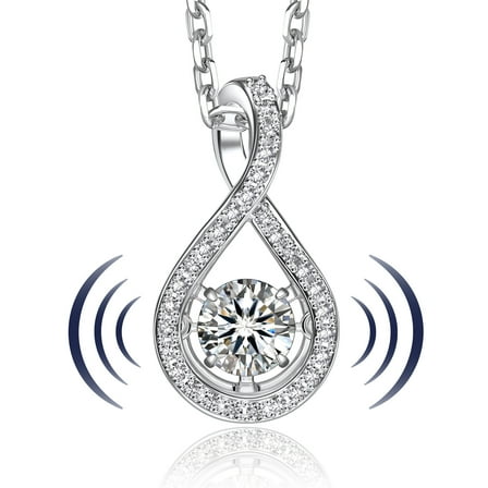 MomentWish 0.5Carat Moissanite Infinity Dance Necklace for Women Simulated Diamond Sterling Silver Pendant Necklace Wedding Gifts