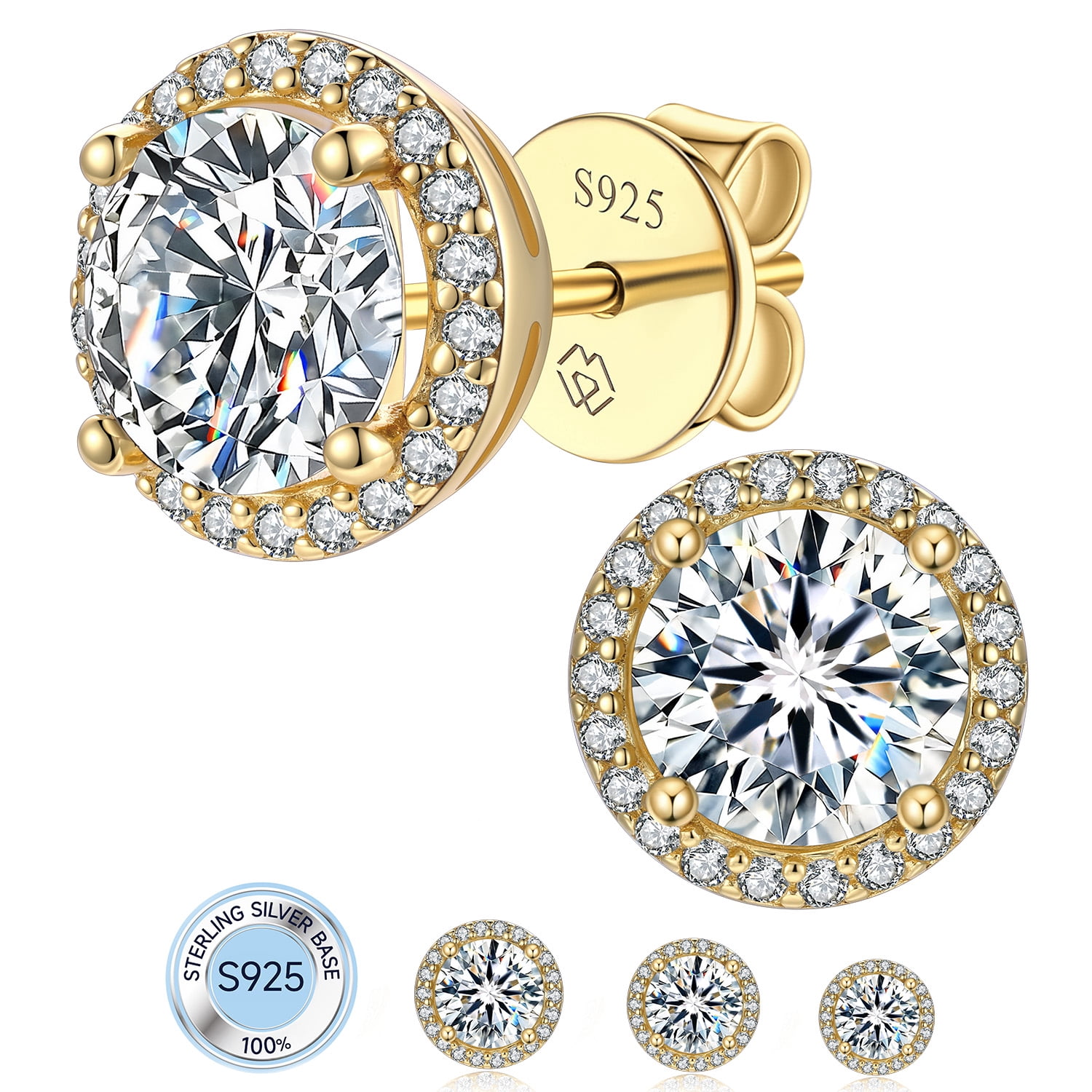 MomentWish 0.6 Carat D Color VVS1 Moissanite Earrings for Women in 14K Gold Plated Gifts for Mother's Day Christmas
