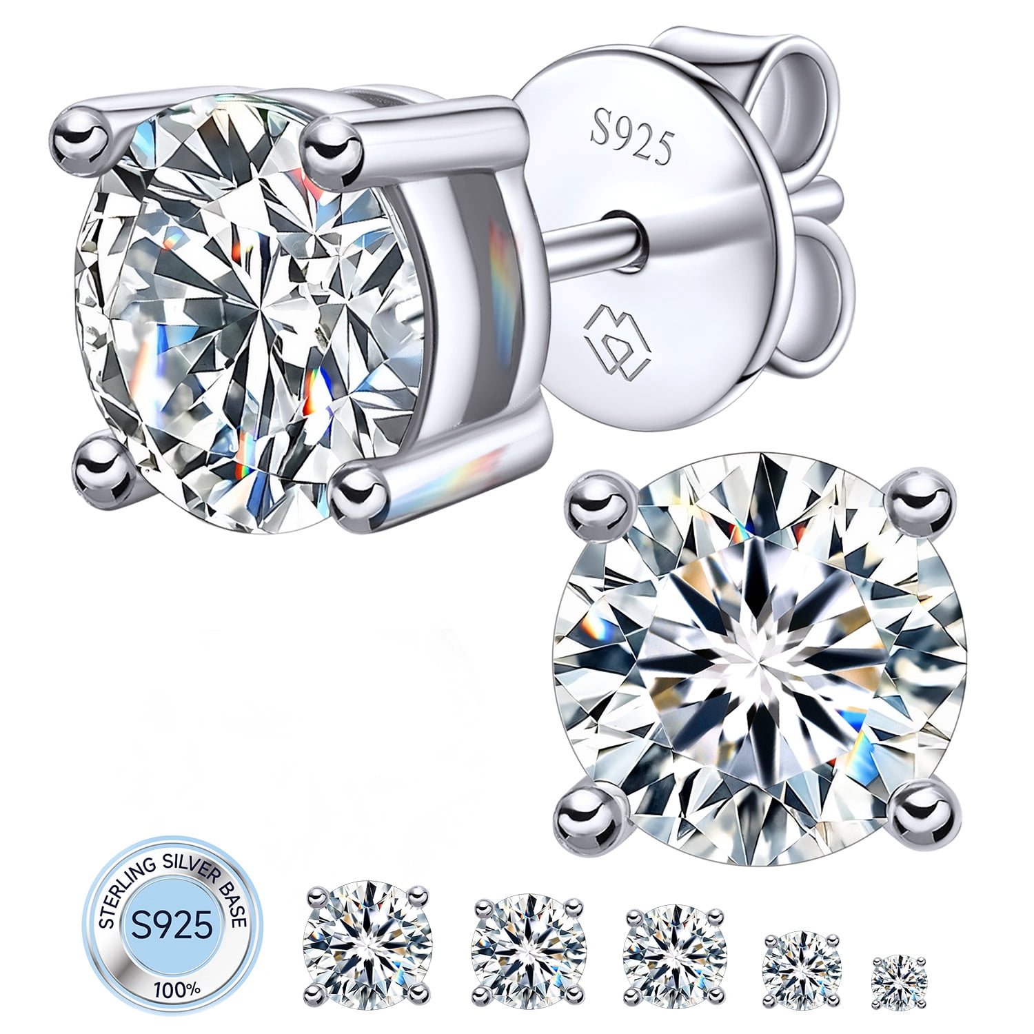 MomentWish 0.6 Carat Moissanite Stud Earrings in Sterling Silver Anniversary Birthday Christmas Mother's Day Gift for Women