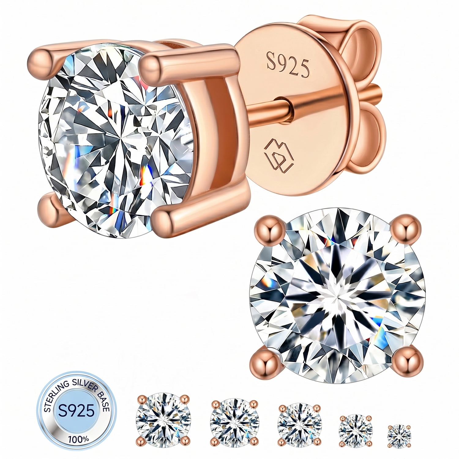 MomentWish 0.6 Carat Round Cut Moissanite Earrings for Women 925 Sterling Silver Solitaire Studs Birthday Gifts for Her
