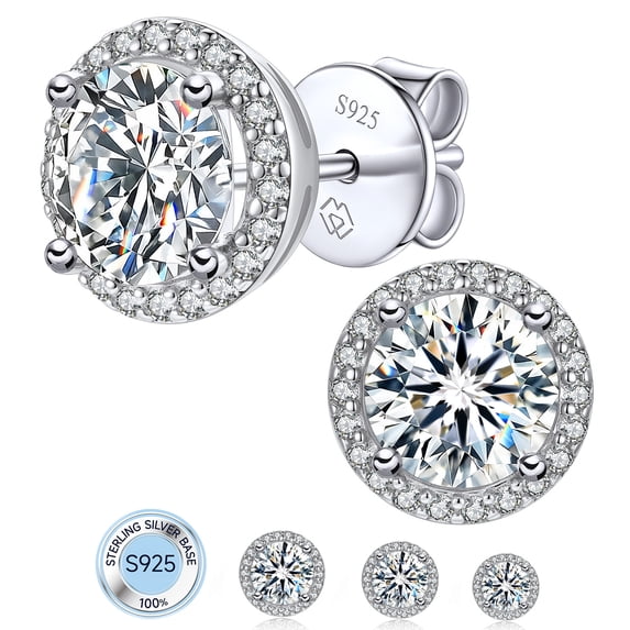 MomentWish 1 Carat D Color VVS1 Moissanite Stud Earrings for Women 925 Sterling Silver Birthday Gift for Her