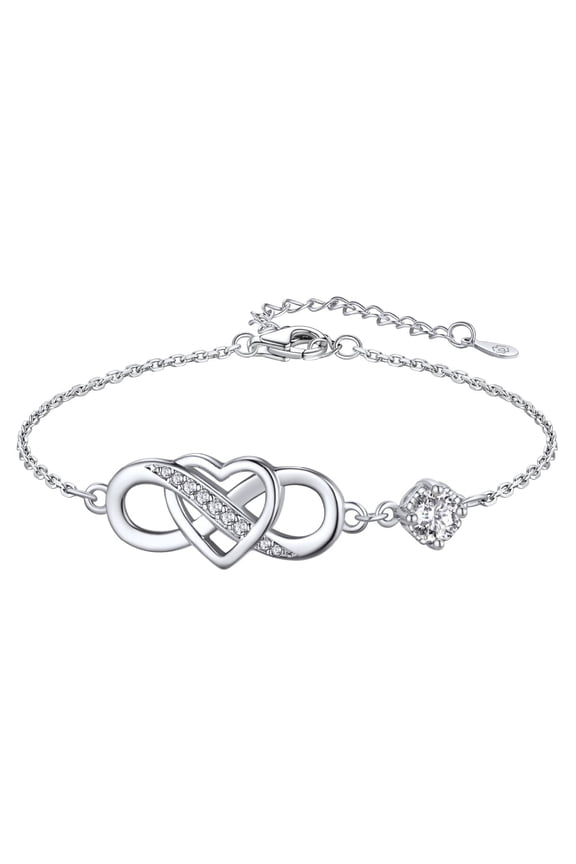 MomentWish 1 Carat Heart Cut Moissanite Bracelet Simulated Diamond 925 Sterling Silver Infinity Bracelets Gift for Women