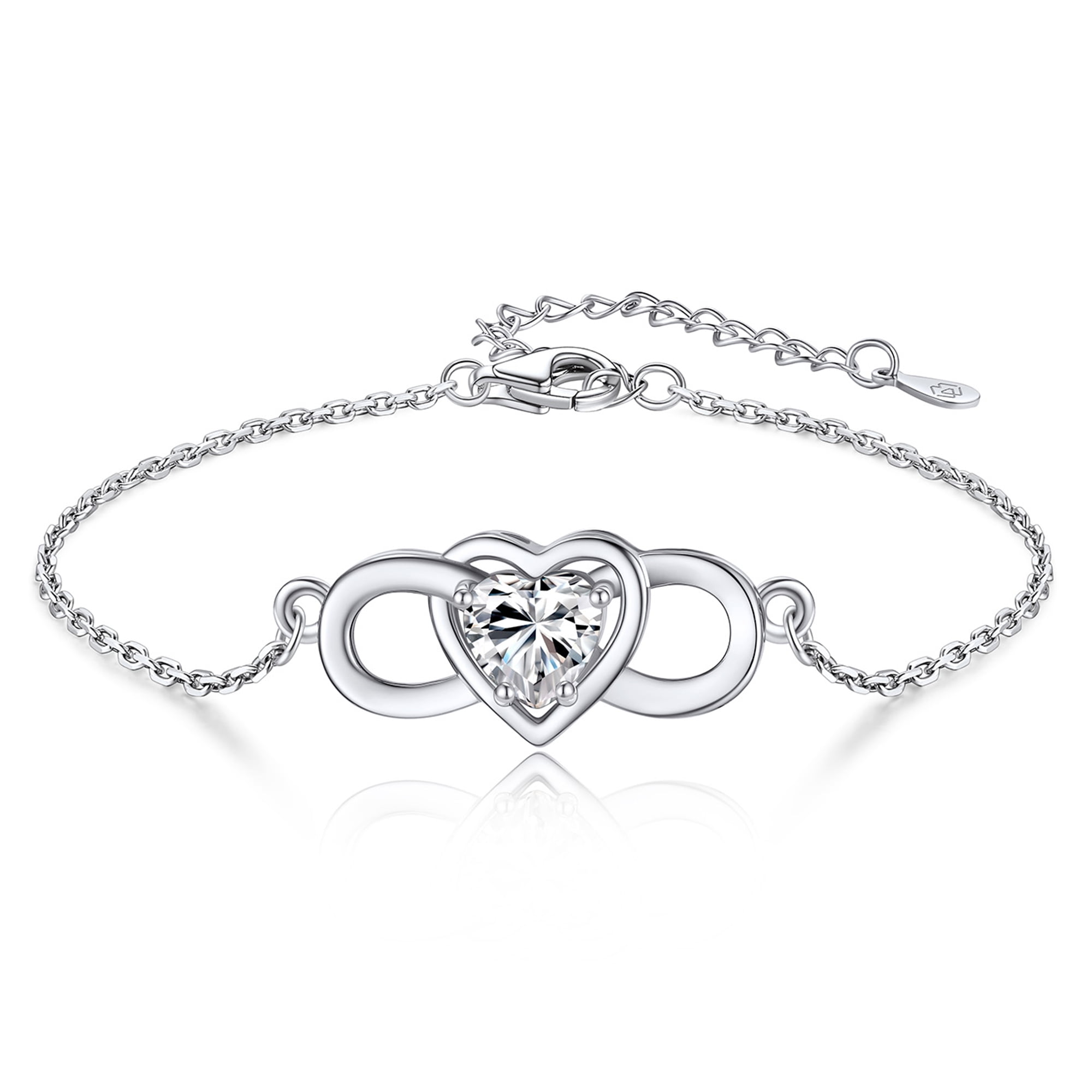 Walmart Black Friday Deals 2025 - MomentWish Women's Infinity Heart Bracelet, D Color VVS1 Moissanite Diamond, 925 Sterling Silver