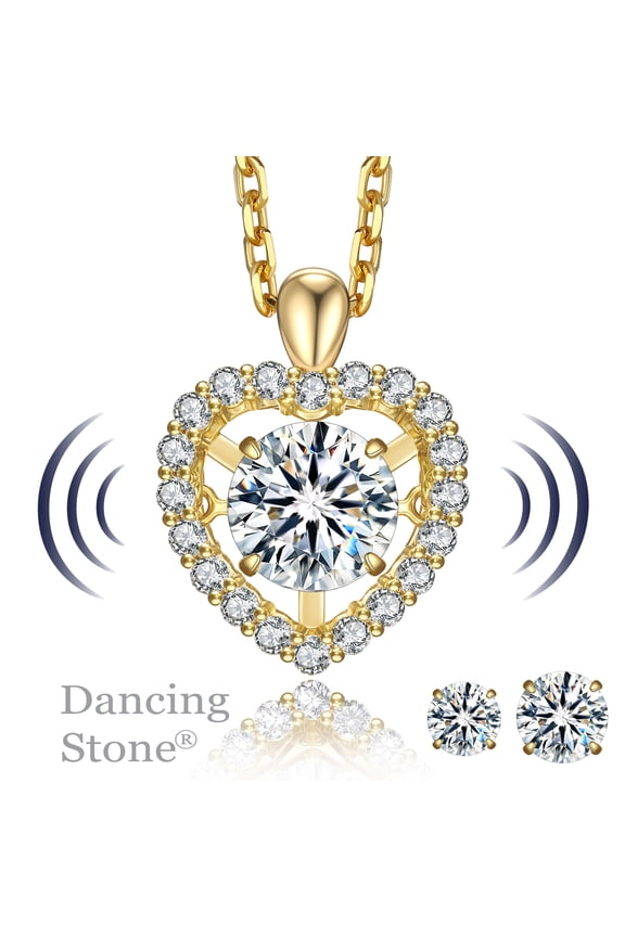 1 Carat Moissanite Dance Pendant Necklaces 14K Gold Plated Christmas Jewelry Gift for Women