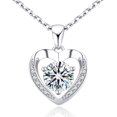 thumbnail image 1 of MomentWish 1 Carat Moissanite Heart Necklace 18K White Gold Plated Jewelry Christmas Valentines Mother's Day Gifts for Women Mom Wife Lover, 1 of 9