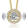 thumbnail image 1 of MomentWish 1 Carat Moissanite Necklace Dance Pendant for Women 14K Gold Plated Sterling Silver Dainty Simulated Diamond Necklace, 1 of 8