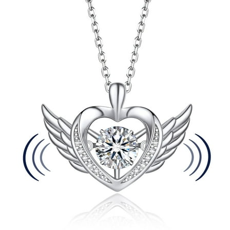 MomentWish Lab Grown Diamond Necklace for Women,Sterling Silver 1Carat Moissanite Heart Pendant Necklace for Anniversary Valentines