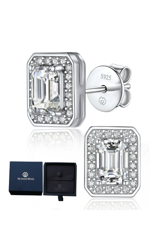 1 Carat Moissanite Stud Earrings for Women, D Color VVS1 Simulated Diamond 925 Sterling Silver Earrings