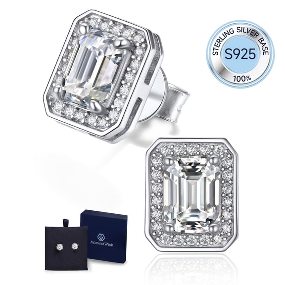 MomentWish Moissanite Stud Earrings for Women 925 Sterling Silver Earrings for Mom Wife Valentine Mother's Day Gift