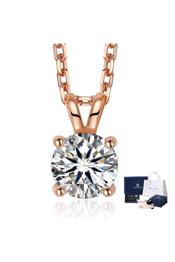 1 Carat Round Cut Lab Grown Diamond Pendant Necklace 14k Rose Gold Plated Jewelry Gift for Women