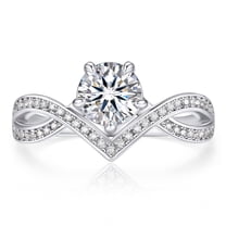 MomentWish 1 Carat Round Cut Moissanite Engagement Ring Bridal Set Promise Rings for Women 925 Sterling Silver Halo Rings-Size7