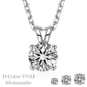 MomentWish 1 Carat Round Cut Moissanite Solitaire Pendant Necklace 925 Sterling Silver Christmas Anniversaries Jewelry Gift for Women