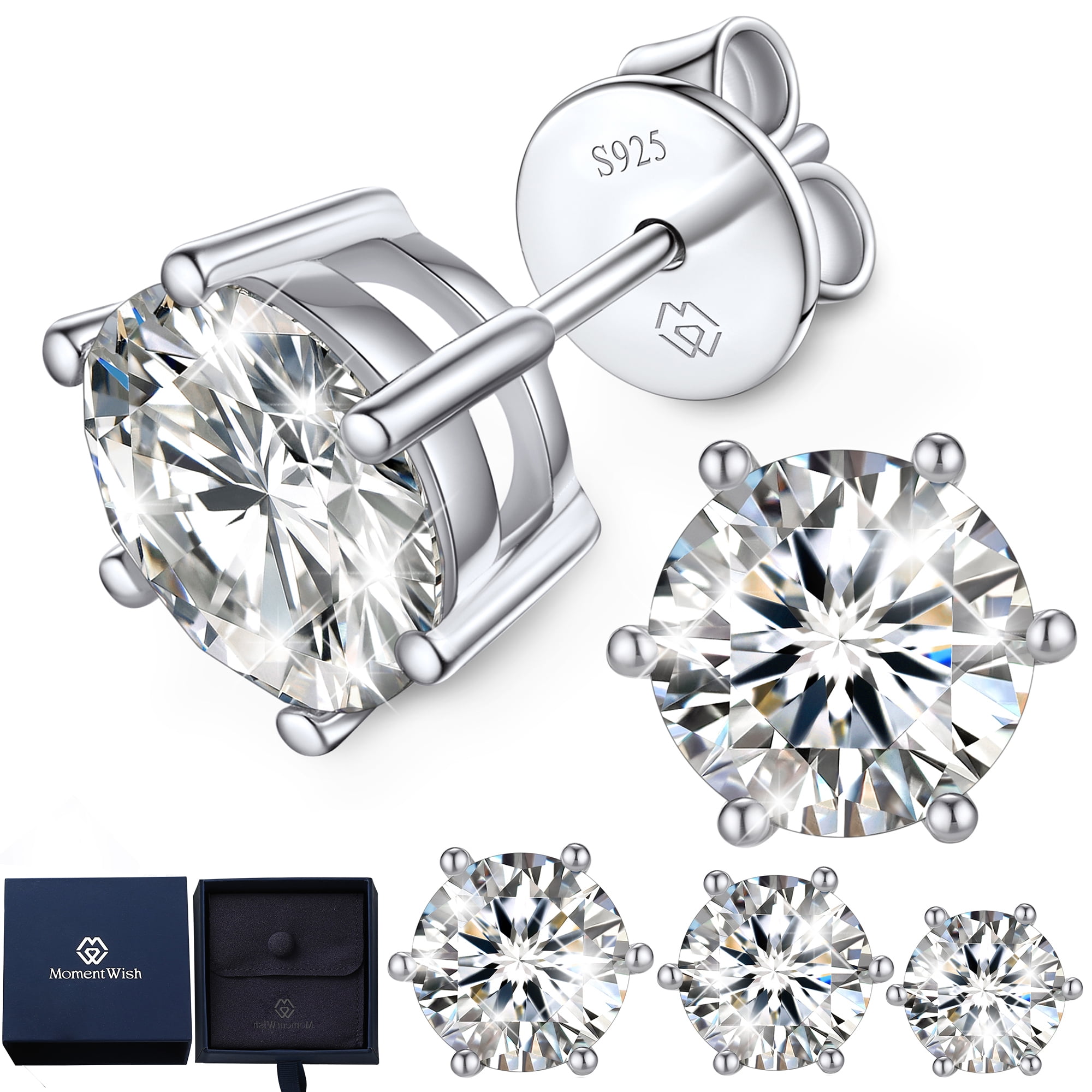 1 Carat Moissanite Rhodium-Plated Stud Earrings main image 1