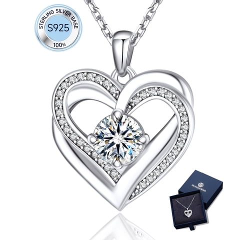 1 Carat Round Cut Moissanite Necklace for Women S925 Sterling Silver Anniversaries Mother's Day Gifts for Mom Wife