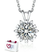 MOMENTWISH 1Carat Moissanite Necklace for Women, VVS1 Simulated Diamond 925 Sterling Silver Necklace,Anniversary Gifts for Wife