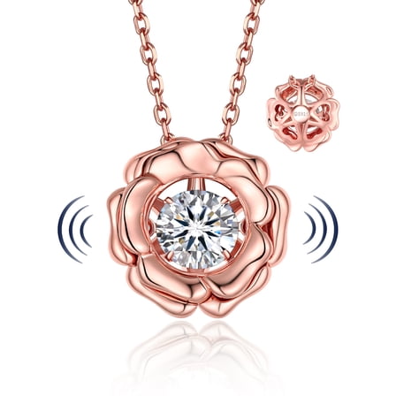 MomentWish 1Carat Moissanite Pendent for Women, 925 Sterling Silver Dance Necklace for Anniversary Mother's Day Valentines Gift