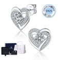 thumbnail image 1 of MomentWish 1Carat Moissanite Stud Earring 925 Sterling Silver Double Hear Earrings Jewelry Gifts for Mom Wife, 1 of 10