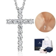 MOMENTWISH 1CT Moissanite Cross Necklace for Women Simulated Diamond Necklace in 925 Sterling Silver Christian Birthday Jewelry Gifts