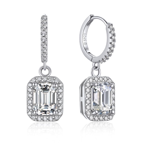 MomentWish 2 Carat D Color VVS1 Simulated Diamond Earrings for Women, 925 Sterling Silver Moissanite Drop Earrings,Wedding, Anniversary, Valentine's Day Gifts