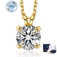 thumbnail image 1 of MomentWish 2 Carat Round Cut Lab Grown Diamond Solitaire Pendant Necklace 14K Gold Plated for Women, 1 of 10
