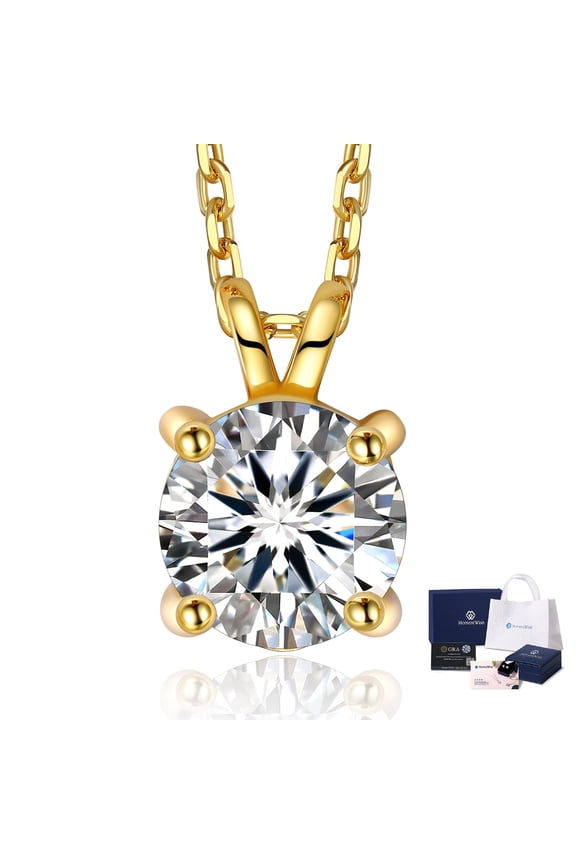2 Carat Round Cut Lab Grown Diamond Solitaire Pendant Necklace 14K Gold Plated for Women
