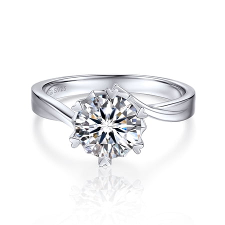 MomentWish 2 Carat Simulated Diamond Engagement Wedding Rings for Women,Solitaire Moissanite Promise Rings-Size6.5